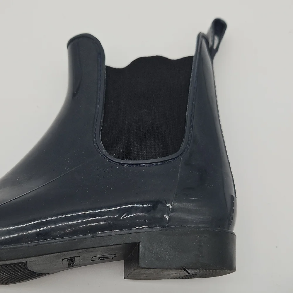 Nine West Glossy Navy Blue Slip On Rubber Boots